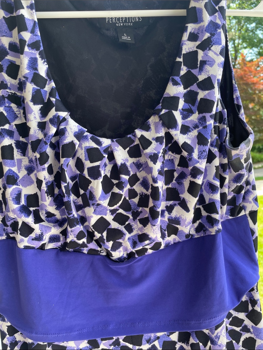 Beautiful-Perceptions Purple and Black Patterned Maxi Dress with Solid Waist - Picture 4 of 9